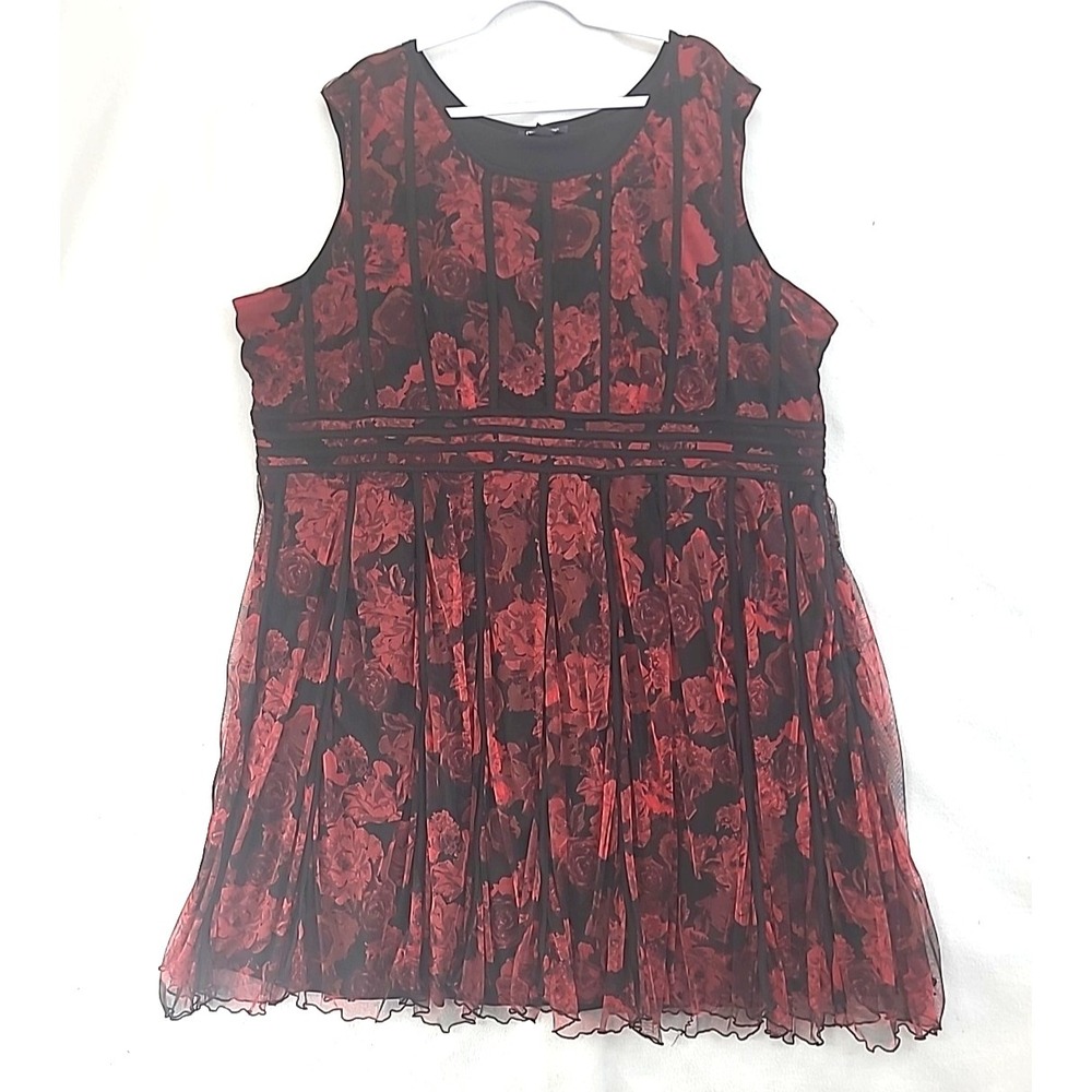 Cottagecore Romantic 34 W Dress Chiffon Wedding Guest‎ Black Red Roses Midi Goth